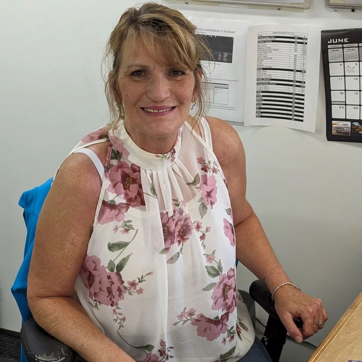 Michelle sitting at desk