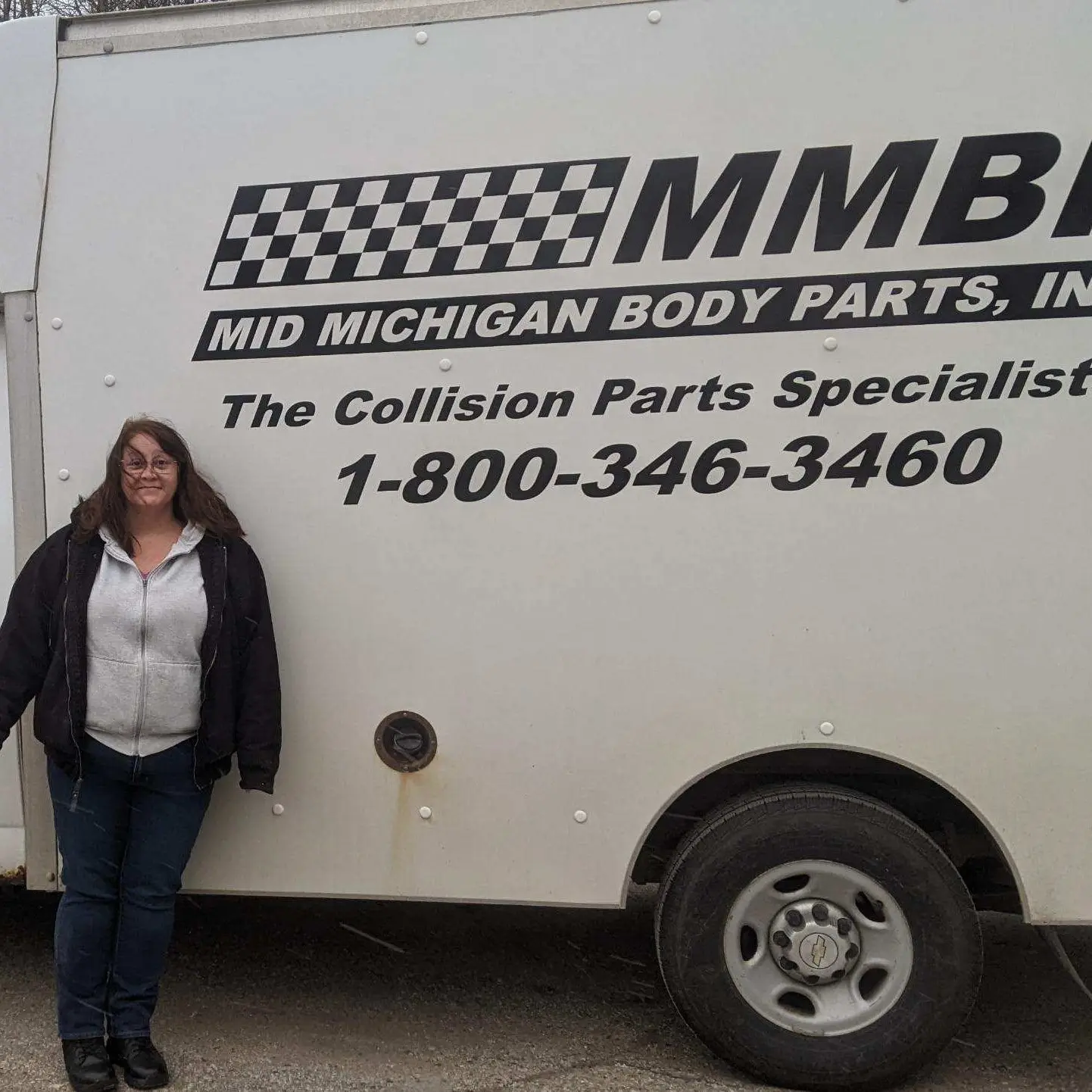 Shannon standing by MMBP delivery truck